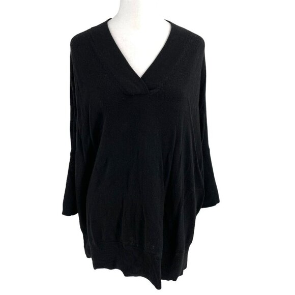 Anthropologie 100% Merino Wool Relaxed Boxy Pullover Sweater Black size Small - Picture 1 of 7